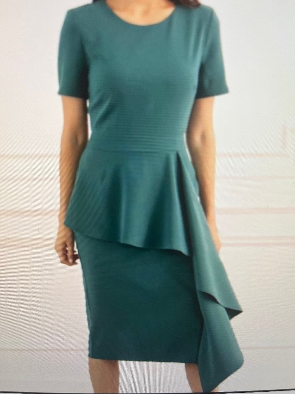 Rachel Parcell Teal Green Cascade Sheath Midi Dress Size Large NWOT